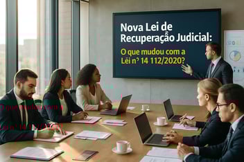 The image depicts a sleek modern office environment with a large conference table at the center surrounded by ergonomic chairs Bright sunlight streams through floortoceiling windows casting a warm glow on a presentation screen displaying the title No