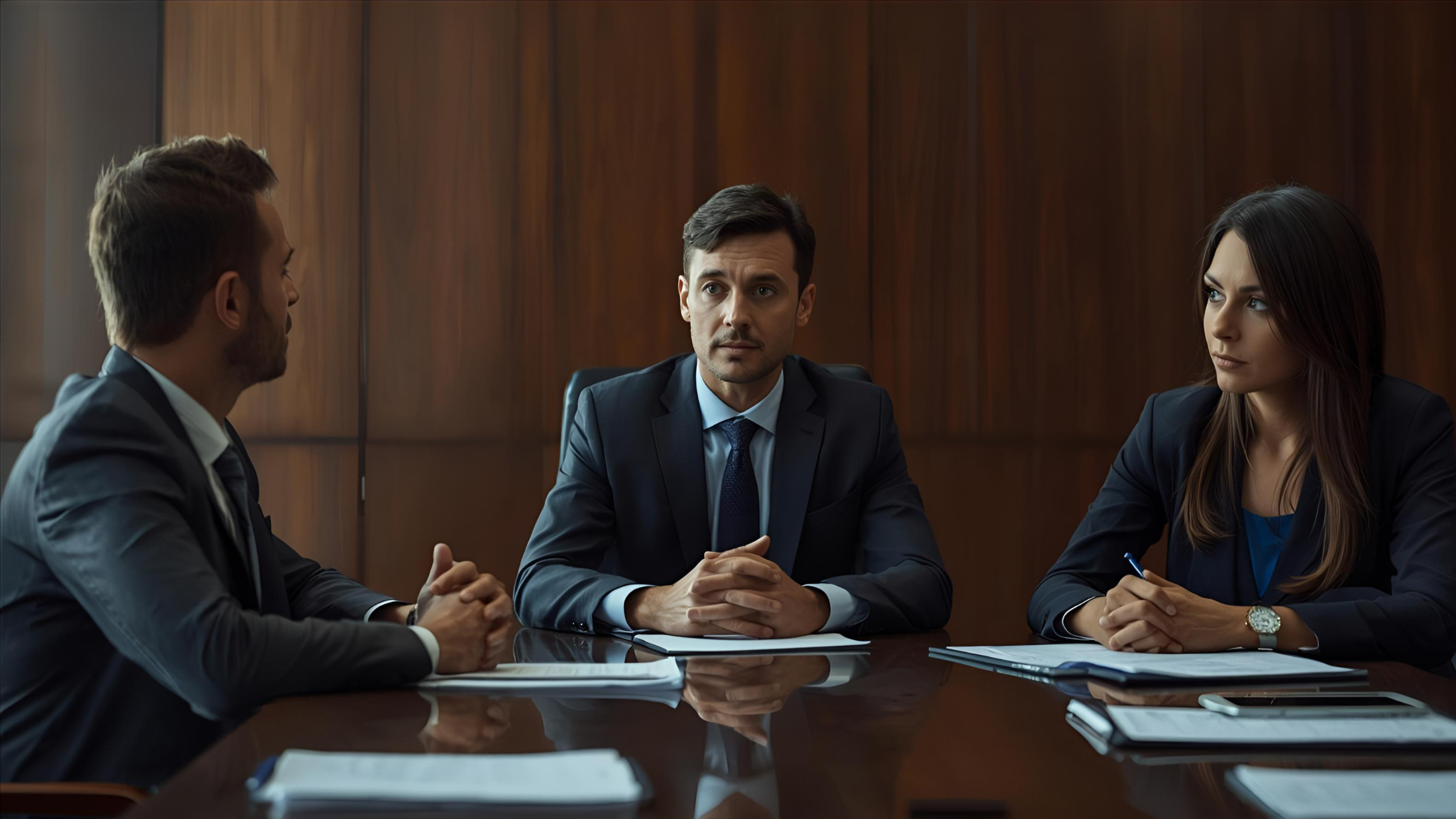 Empresários discutindo plano de recuperação judicial